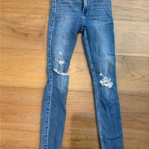 Abercrombie & Fitch High Rise Distressed Blue Jeans